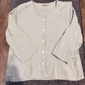 Flax Women's Light Green Button Down Shirt